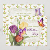 Invitation Tulipes du printemps 2 Brunch Fête des Mères (Devant / Derrière)