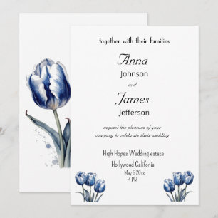Invitation Tulipes en bleu de Delft personnalisables