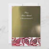 Invitation TULIPES EN DAMAS ROUGE VIF MONOGRAMME Bordeaux Or (Dos)
