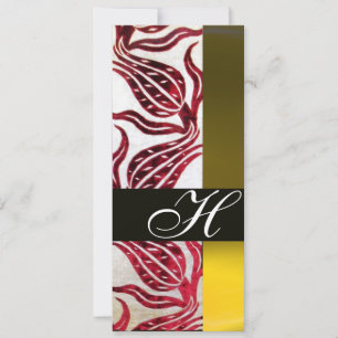 Invitation TULIPES EN DAMASSÉ VELVOUR ROUGE MONOGRAMME Bourgo