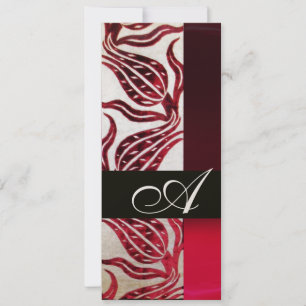 Invitation TULIPES EN DAMASSÉ VELVOURSE MONOGRAMME Bordeaux O