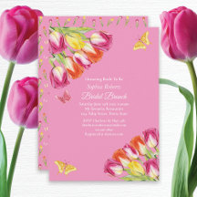 Tulipes et papillons rose petit-déjeuner de mariag