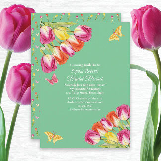 Invitation Tulipes et papillons Soirée de brunch de mariée ve