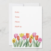 Invitation Tulipes florales rose-jaune-orange (Dos)