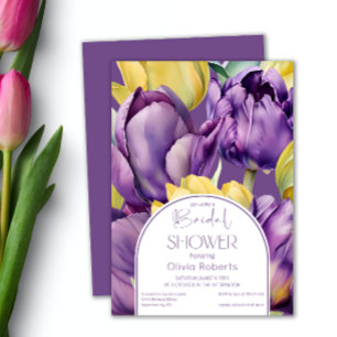 Invitation Tulipes jaune pourpre printemps Douche nuptiale