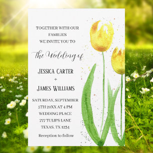 Invitation Tulipes Jaunes Aquarelle Mariage Floral