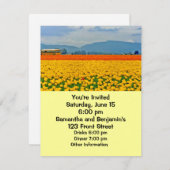 Invitation Tulipes jaunes et bus scolaire (Devant / Derrière)