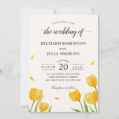 Invitation Tulipes Jaunes Mariage d'aquarelle végétale (Devant)
