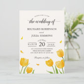 Invitation Tulipes Jaunes Mariage d'aquarelle végétale (Debout devant)