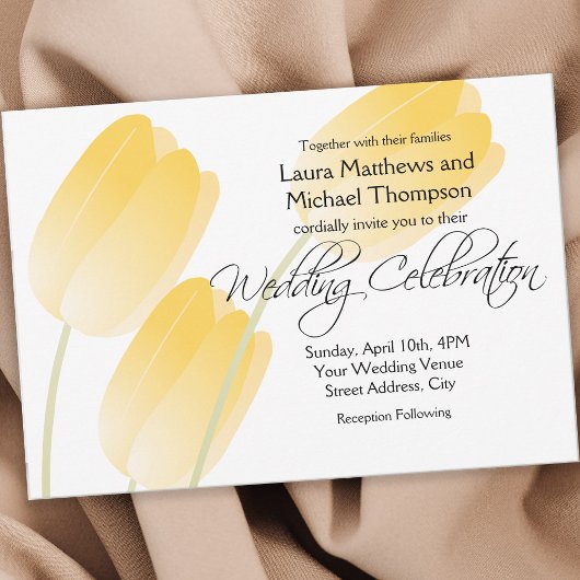 Invitation Tulipes Jaunes Ressort Mariage Floral