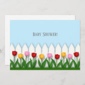 Invitation Tulipes Joyeuses & Clôture de Clôture Blanche Pers (Devant / Derrière)