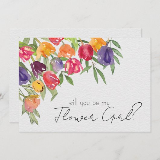 Invitation Tulipes lumineuses et fleurs de verdure Propositio (Devant / Derrière)