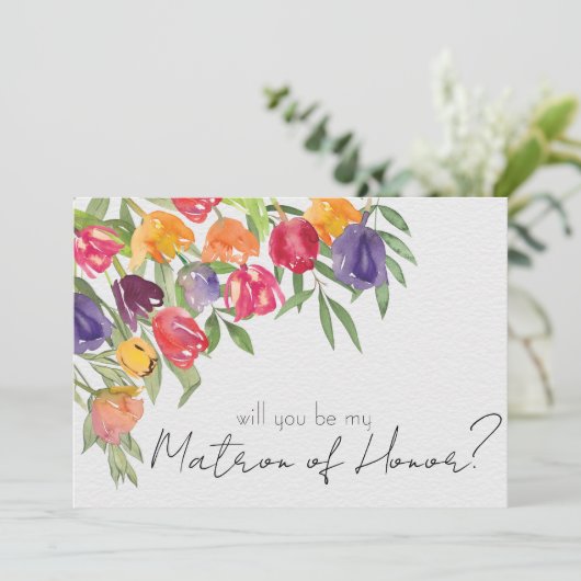 Invitation Tulipes lumineuses et maître d'honneur verdoyant (Debout devant)