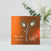Invitation TULIPES MONOGRAM DIAMANT , Agate Jaune Orange (Debout devant)