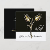 Invitation TULIPES MONOGRAM DIAMANT, Métallic Champagne (Devant / Derrière)