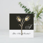 Invitation TULIPES MONOGRAM DIAMANT, Métallic Champagne (Debout devant)