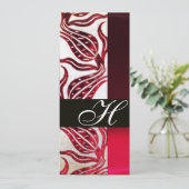 Invitation TULIPES MONOGRAMME DAMASSÉE VELVET ROUGE Bourgogne (Debout devant)