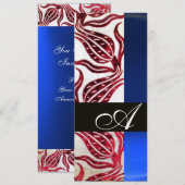 Invitation TULIPES MONOGRAMME DAMASSÉE VELVET ROUGE Bourgogne (Devant / Derrière)