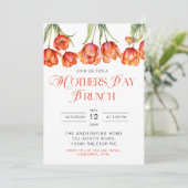 Invitation Tulipes oranges modernes Fête des mères Brunch Inv (Debout devant)