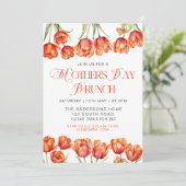 Invitation Tulipes oranges modernes Fête des mères florales B (Debout devant)