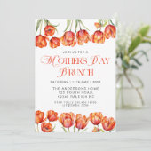 Invitation Tulipes oranges modernes Fête des mères florales B (Debout devant)