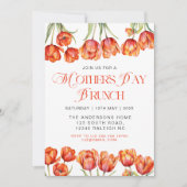Invitation Tulipes oranges modernes Fête des mères florales B (Devant)