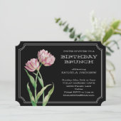 Invitation Tulipes peintes et Brunch d'anniversaire Pois (Debout devant)