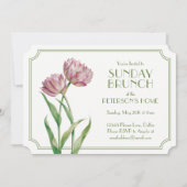 Invitation Tulipes peintes et Pois Brunch du dimanche (Devant)