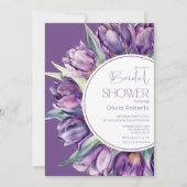 Invitation Tulipes pourpres printemps Aquarelle douche nuptia (Devant)