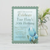 Invitation Tulipes Printemps Anniversaire Fête Turquoise (Debout devant)