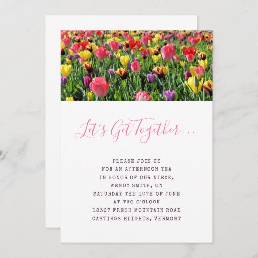 Invitation Tulipes Printemps Floraison (Devant / Derrière)