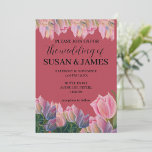 Invitation Tulipes roses à peinture florale magenta<br><div class="desc">Une belle et élégante couronne de tulipes artistiques dans les tons roses sur le dessus du produit et une autre sur le fond avec feuillage vert Un floral avec une palette chic sophistiquée, parfait pour un thème fleuri, printanier ou mariage ou événement. Cet article appartient à la COLLECTION MARIAGE TULIPS...</div>