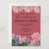 Invitation Tulipes roses à peinture florale magenta (Devant)