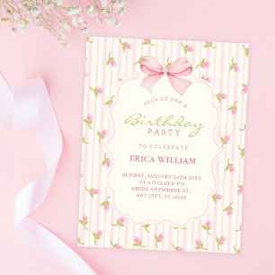 Invitation Tulipes roses anniversaire