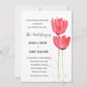 Invitation Tulipes roses Aquarelle Mariage Floral (Devant)