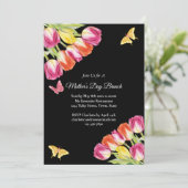 Invitation Tulipes roses et papillon Fête des mères Brunch No (Debout devant)