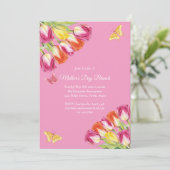 Invitation Tulipes roses et papillon Fête des mères Brunch ro (Debout devant)