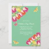 Invitation Tulipes roses et papillon Fête des mères Brunch Ve (Devant)