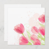 Invitation Tulipes roses florales Anniversaire (Devant / Derrière)