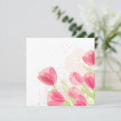 Invitation Tulipes roses florales Anniversaire (Debout devant)