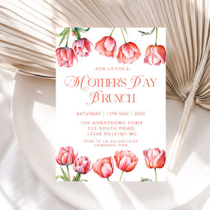Invitation Tulipes roses modernes Fête des mères florales Bru