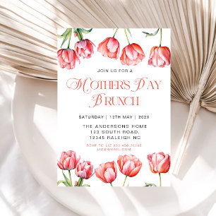 Invitation Tulipes roses modernes Fête des mères florales Bru