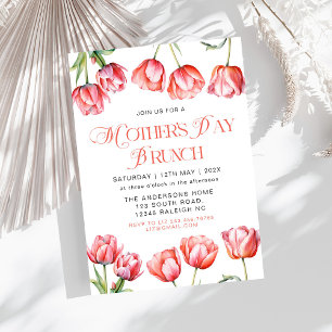 Invitation Tulipes roses modernes Fête des mères florales Bru