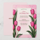 Invitation Tulipes roses modifiables (Devant / Derrière)