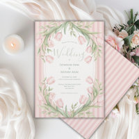 Tulipes roses rayure vert sauge mariage vintage