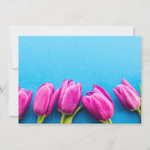 Invitation Tulipes roses sur fond bleu (Dos)