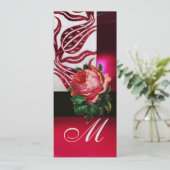 Invitation TULIPES ROUGE VELVET MONOGRAMME Bourgogne Blanc Gl (Debout devant)
