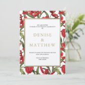 Invitation Tulipes rouges aquarelle florale avec lettrage dor (Debout devant)