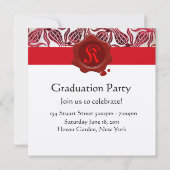 Invitation TULIPES ROUGES FÊTE DE FIN D'ÉTUDES Sceau de cire  (Dos)