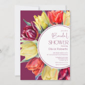 Invitation Tulipes rousses de printemps Aquarelle Douche nupt (Devant)